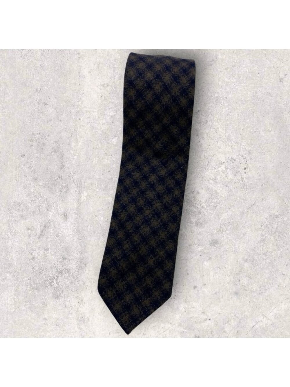 CASHMERE Cashmere Unlined Tie ITALY XL Navy Brown Tartan W:3.5" EUC